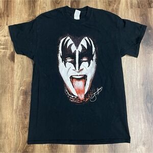 KISS Gene Simmons Face Print T-Shirt Adult M Black Double Sided 2014 Catalog